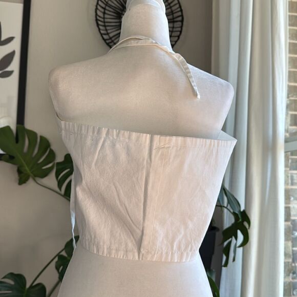 NWOT Free People Cropped Convertible Bandeau White Cotton Feminine L Top Chic - Picture 8 of 12